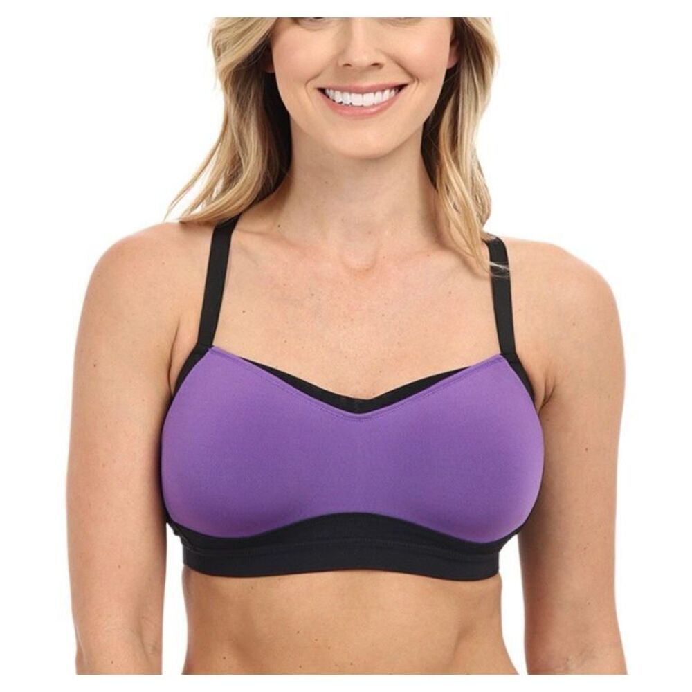 Moving comfort high impact black purple sport bra Size 38 A-B